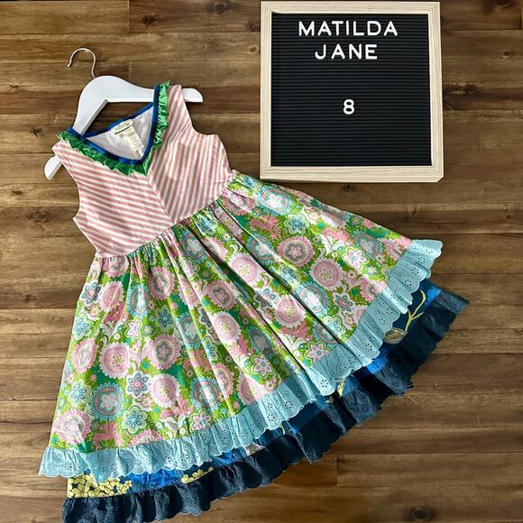 Matilda Jane It's A Wonderful Parade Cake Walk Tank Sleeveless Floral Pink Dress - Picture 1 of 7